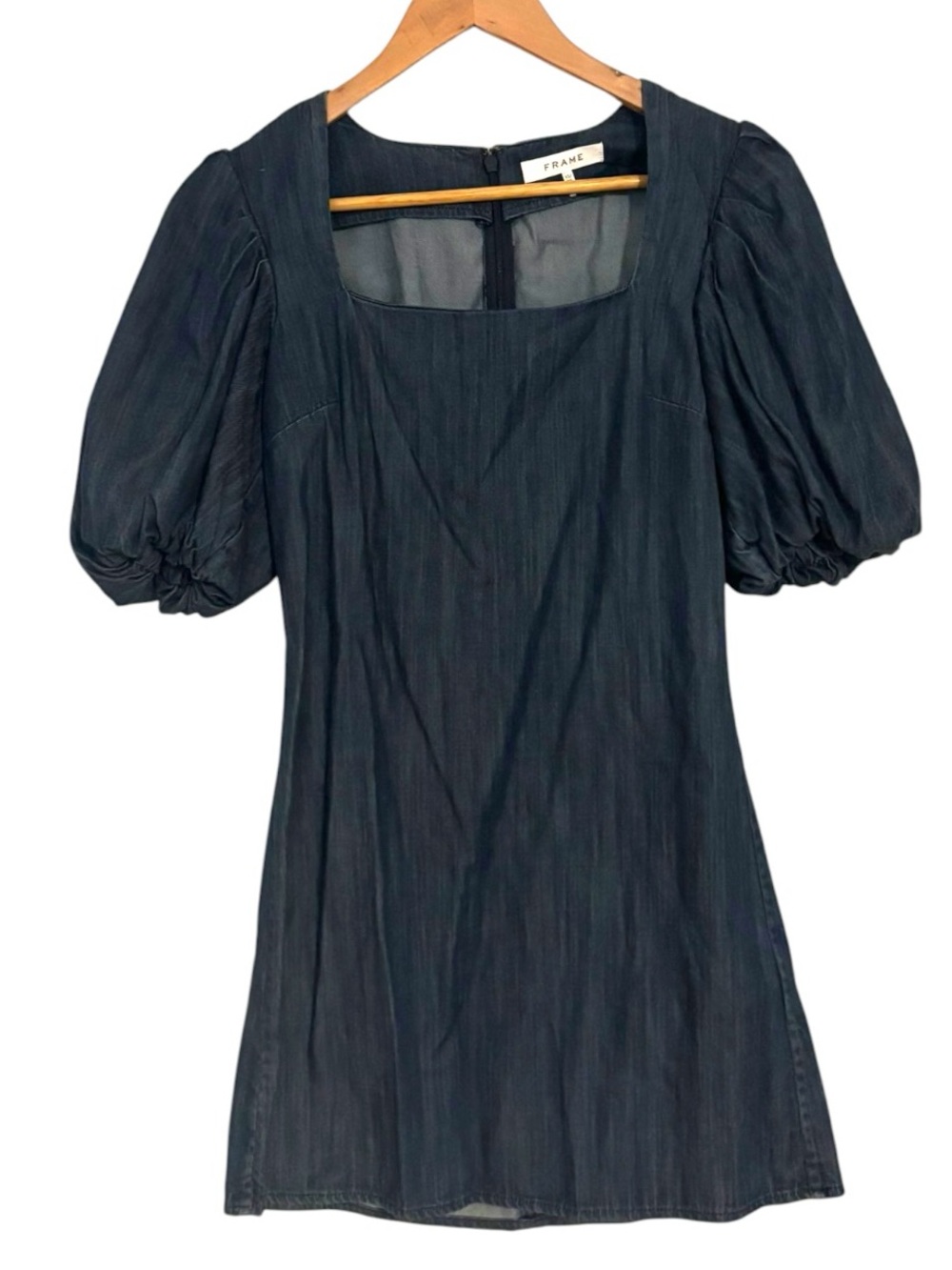 FRAME Nina Puff Sleeve Denim Minidress - Picture 2 of 4